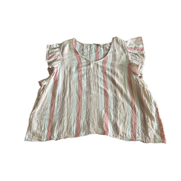 Black Tape Women’s Striped Ruffle Sleeve Top Plus Size 3X - Picture 2 of 11